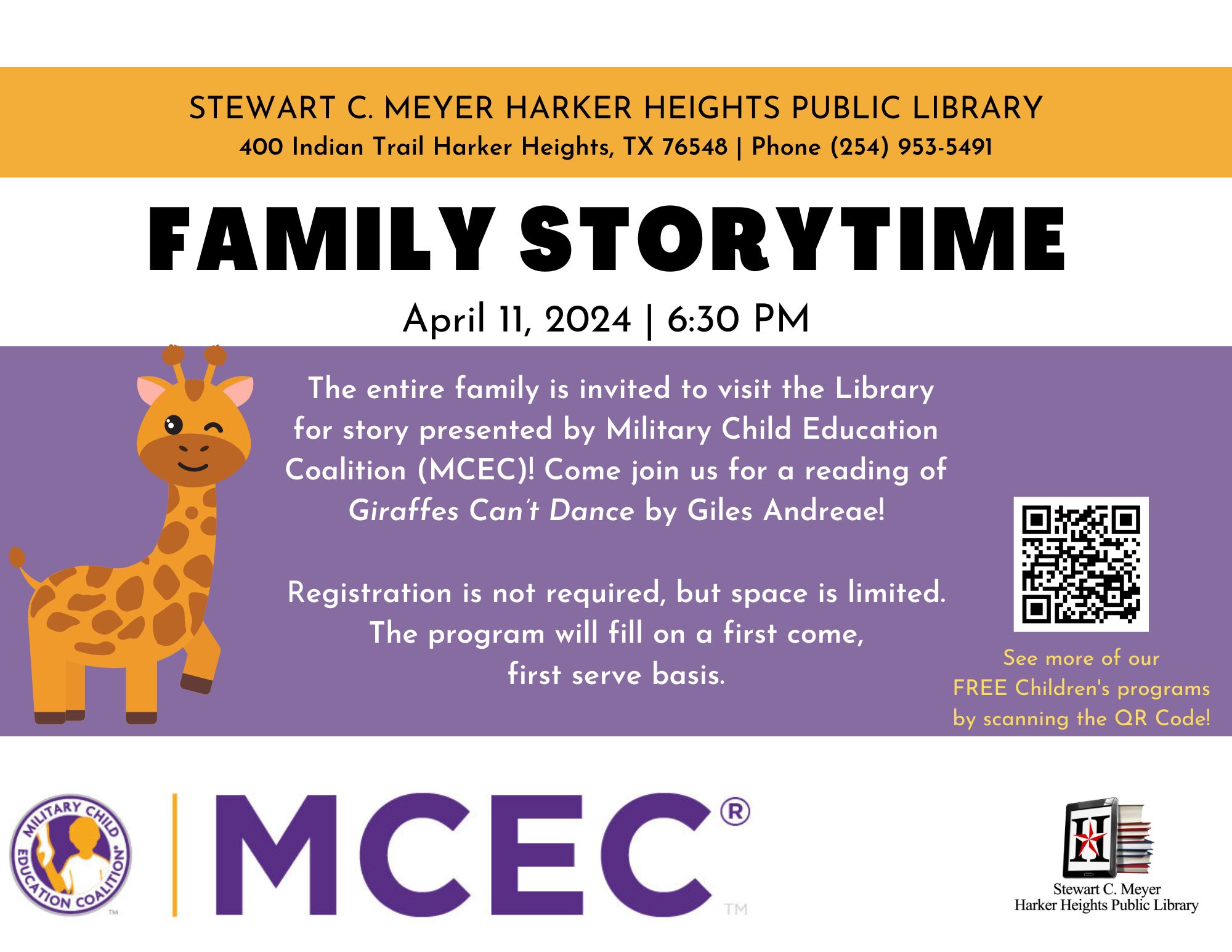 MCEC Storytime at the Library April 11 2024 at 6:30 PM