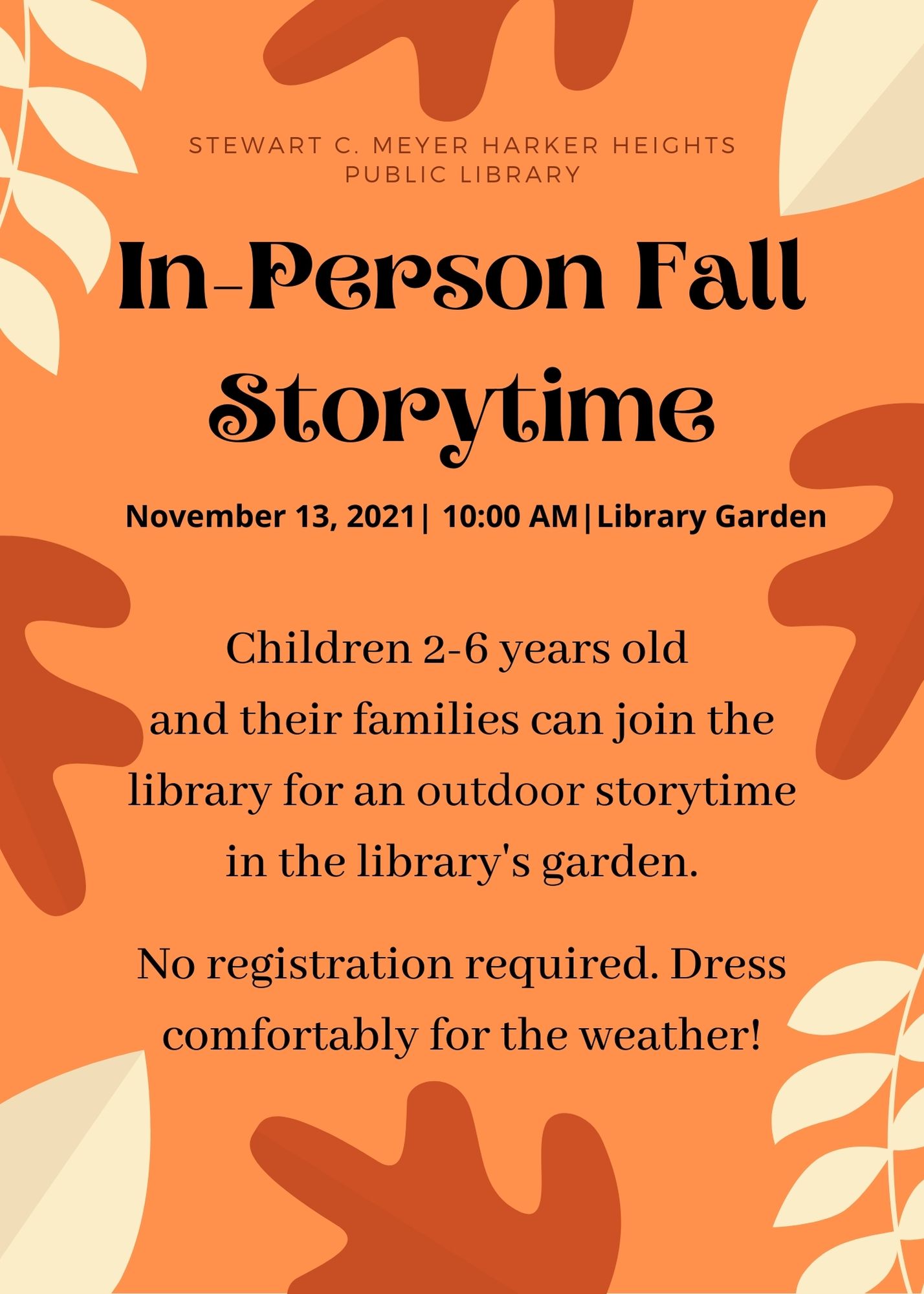 Nov. 2021 IN-PERSON Fall Storytime 